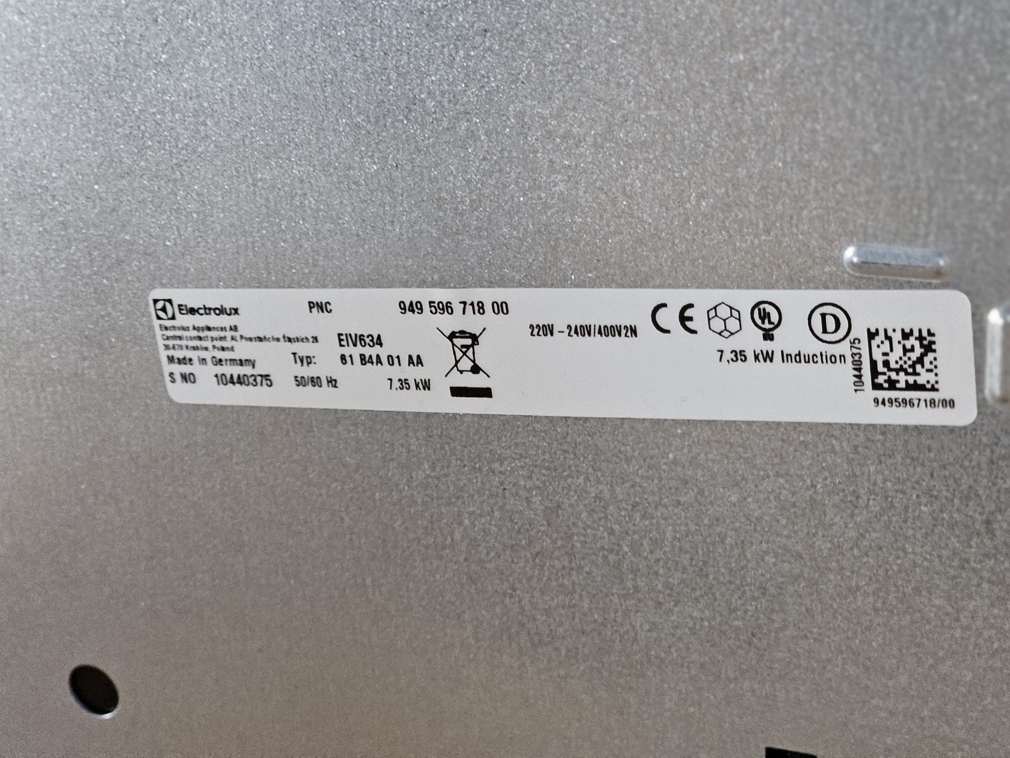 Płyta indukcyjna elektrolux eiv 634 uszkodzona