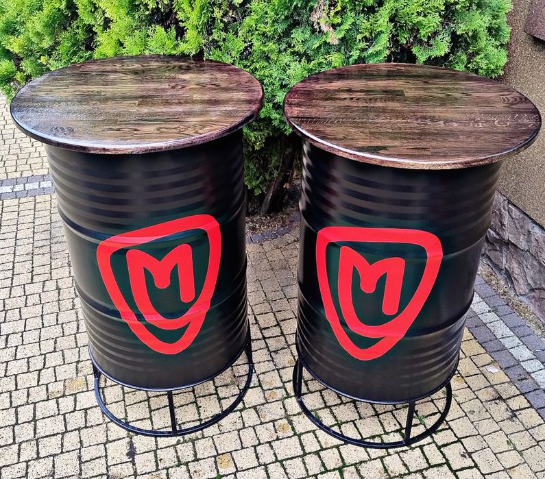 Стіл з бочки з вашим логотипом для кафе, фудкорту | Рекламна бочка