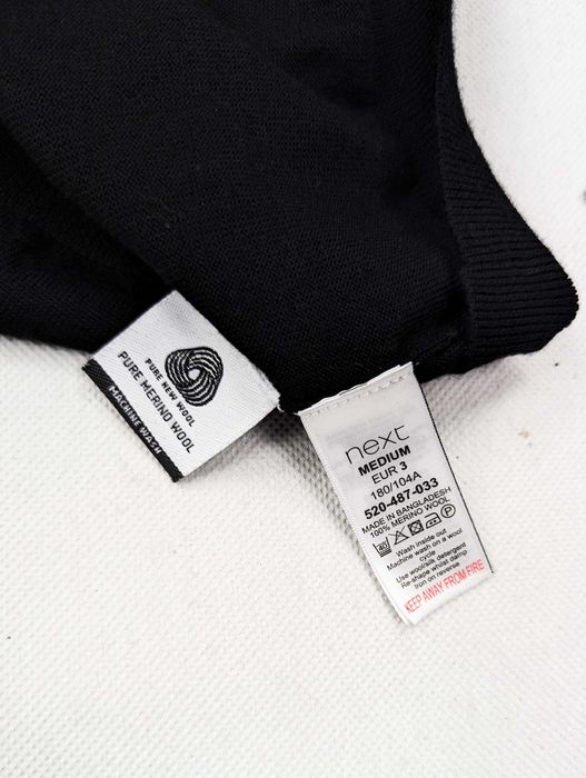 Next czarny sweter 100% wełna merynosa merino M