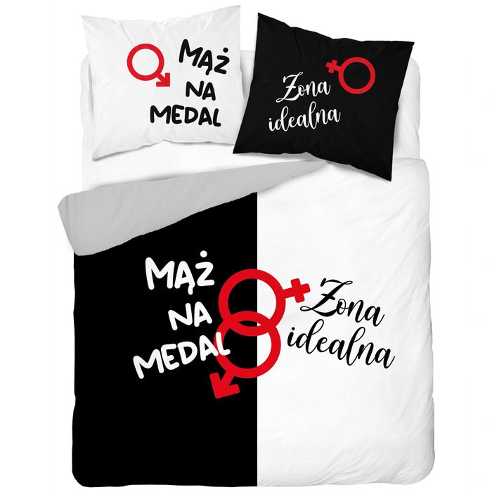 Pościel bawełniana 100.% 160x200 Mąż Żona Gwarancja wzoru