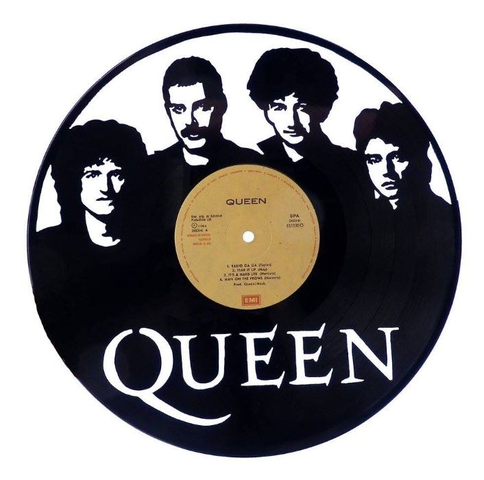 Silhueta decorativa Queen feita de um disco de vinil LP