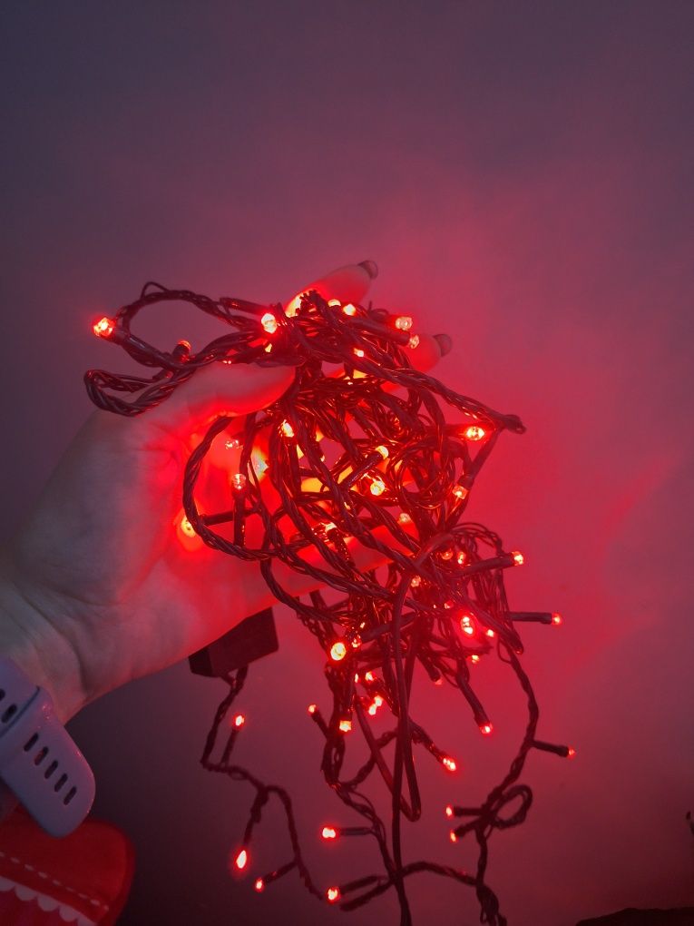 lampki LED choinkowe czerwone 100 lampek z programatorem