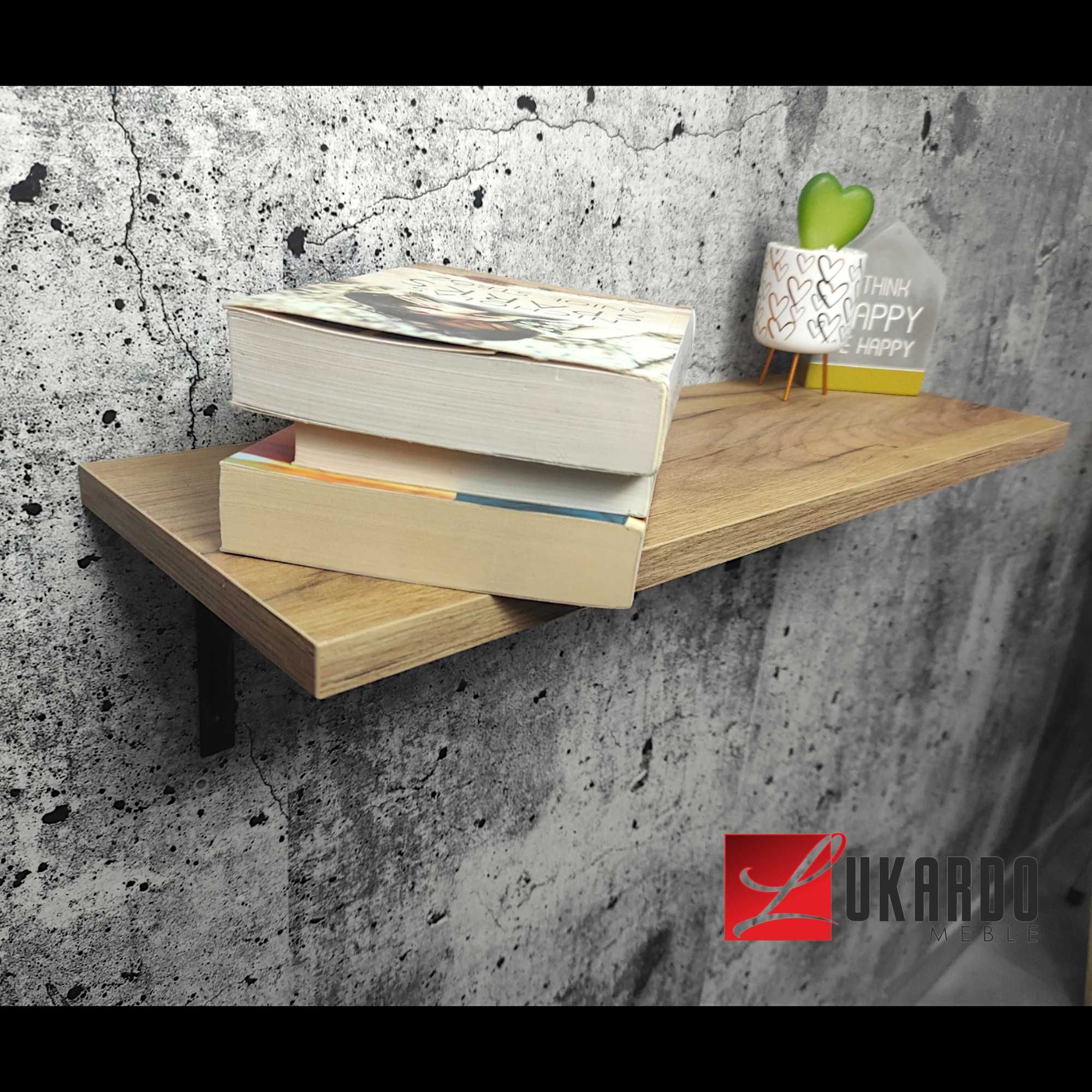 Półka ścienna drewnopodobna, płyta dąb craft złoty 60cm x 20cm