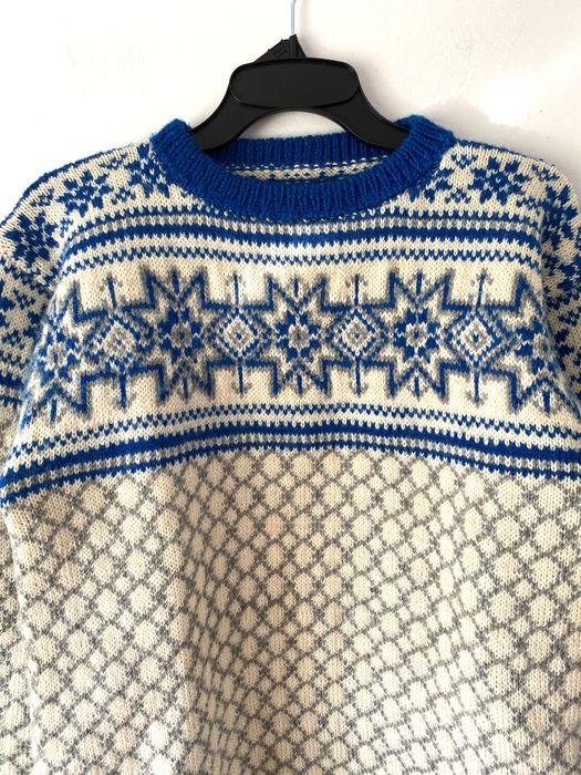 Wełniany norweskie wzory sweter lopapeysa boxy oversize handmade