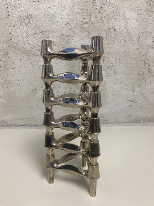 Świeczniki modułowe vintage chromowane bauhaus design Stoff & Nagel