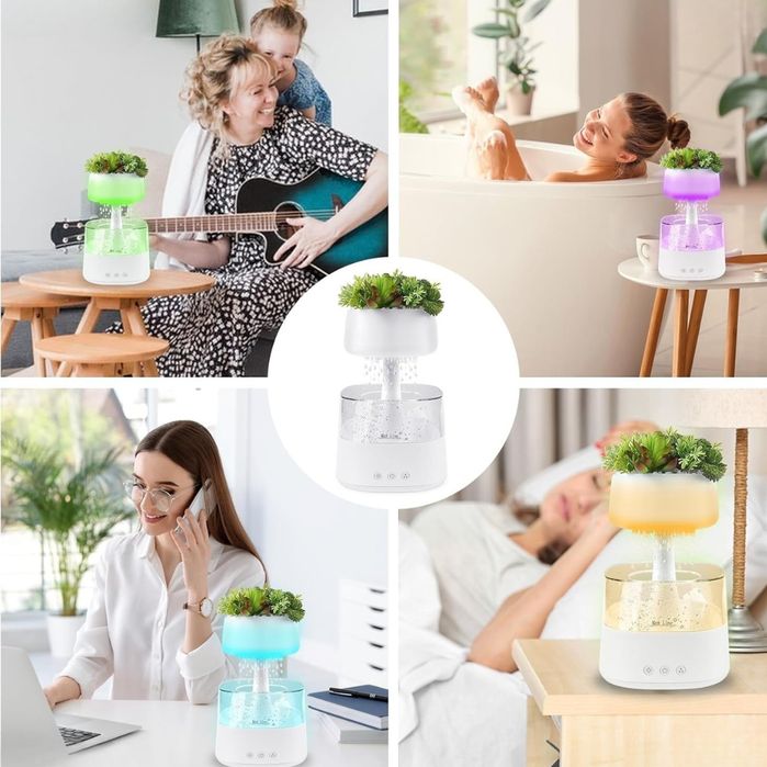 Nawilżacz powietrza pilot 450ml, z trybami deszczu i 7 kolorami LED