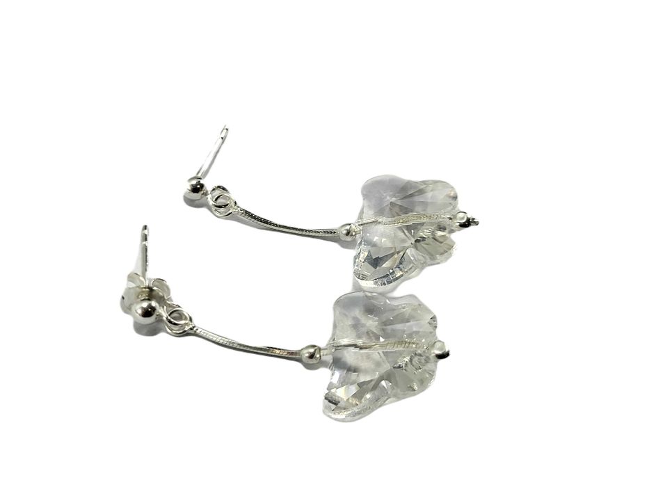 SDG341 srebrne kolczyki wiszące motylki 925