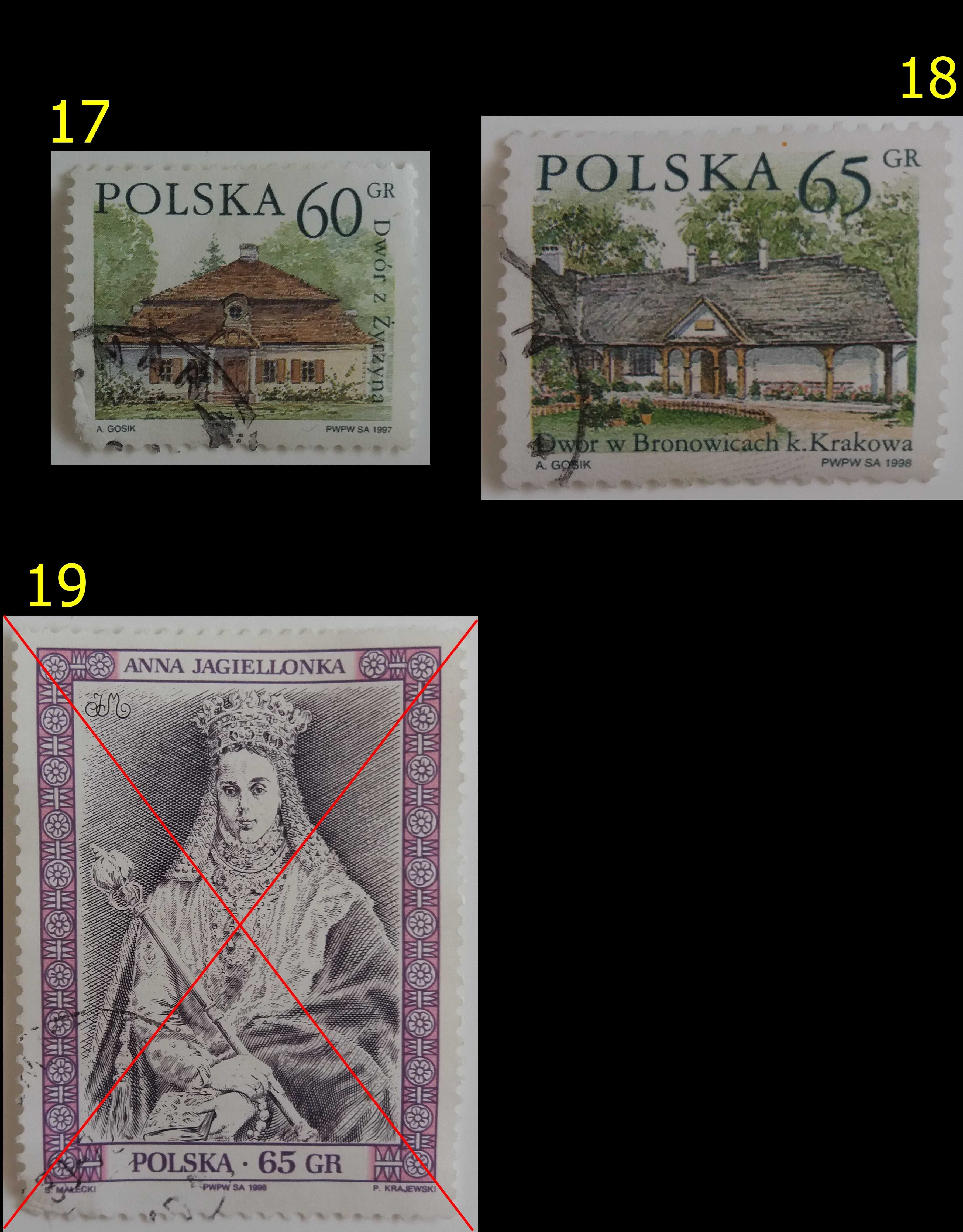 Znaczki pocztowe, Polska, 1990 do 2001, 15 sztuk