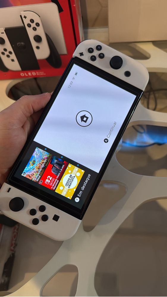 Nintendo switch oled c/garantia + jogo + acessorios