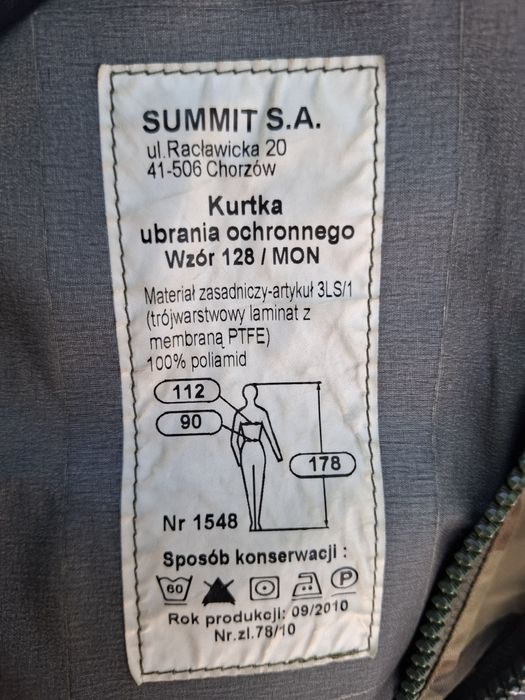 Gore-Tex wojskowe ubranie ochronne MON