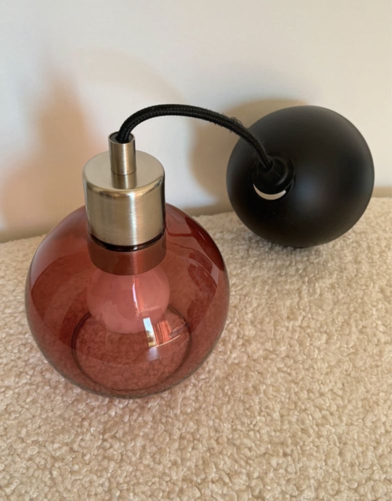 okrągła różowa lampa wisząca 70s vintage modern retro