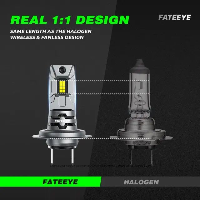 FATEEYE ŻARÓWKI H7 LED 6500K CANBUS 1:1 mocne światło wentylator m