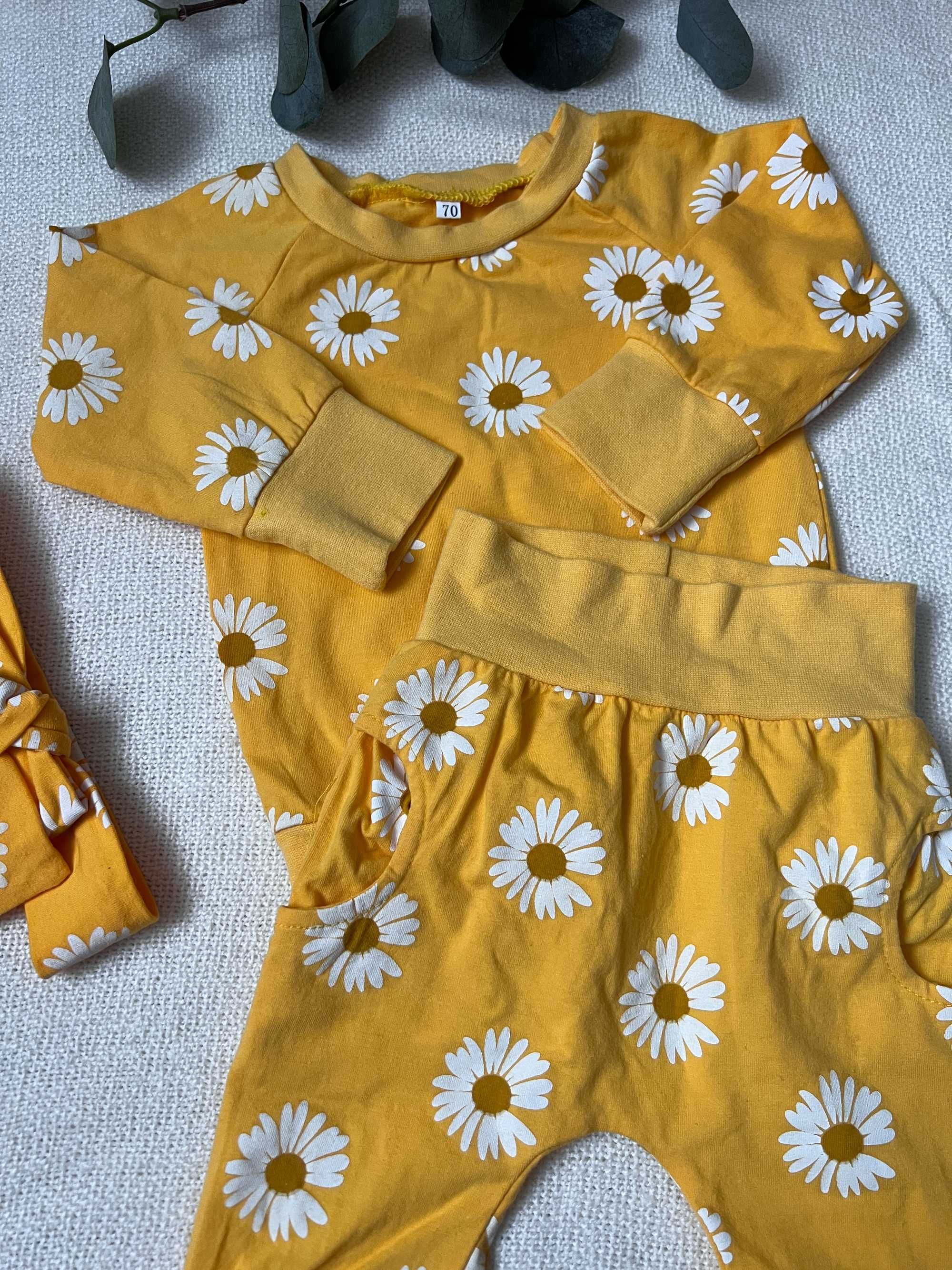 Nowy Zestaw/ Komplet żółta bluza i spodnie plus opaska rozmiar 68/70