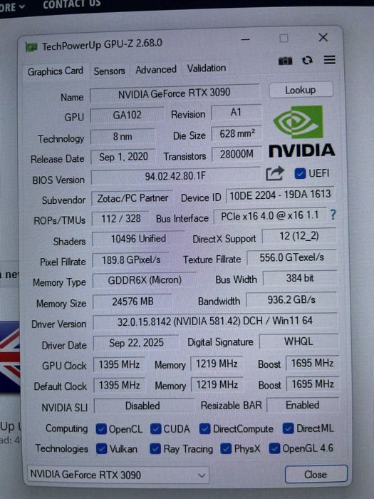 Відеокарта GeForce RTX 3090 Zotac Trinity 24 GB