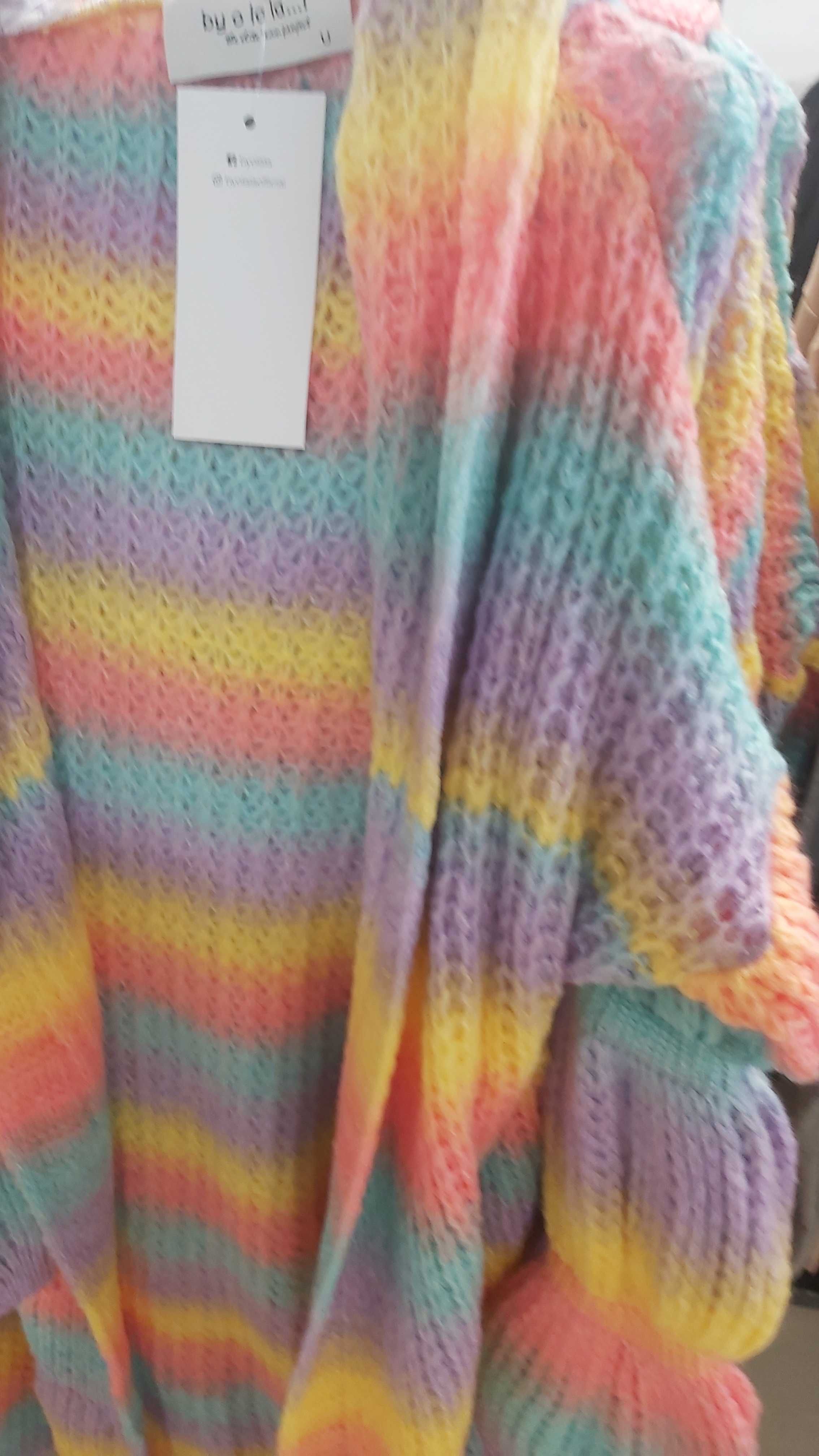By o la la Sweter tęcza kolorowy kaptur
