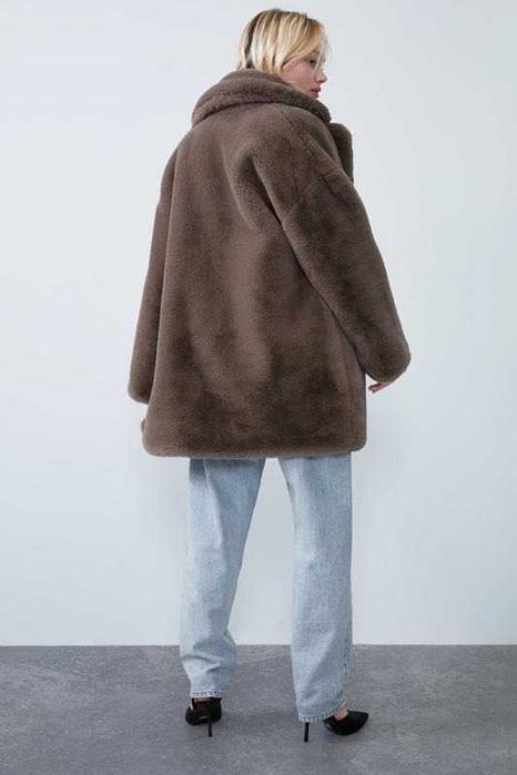 Шикарная шуба Zara эко мех мутон  премиум! оверсайз оригинал