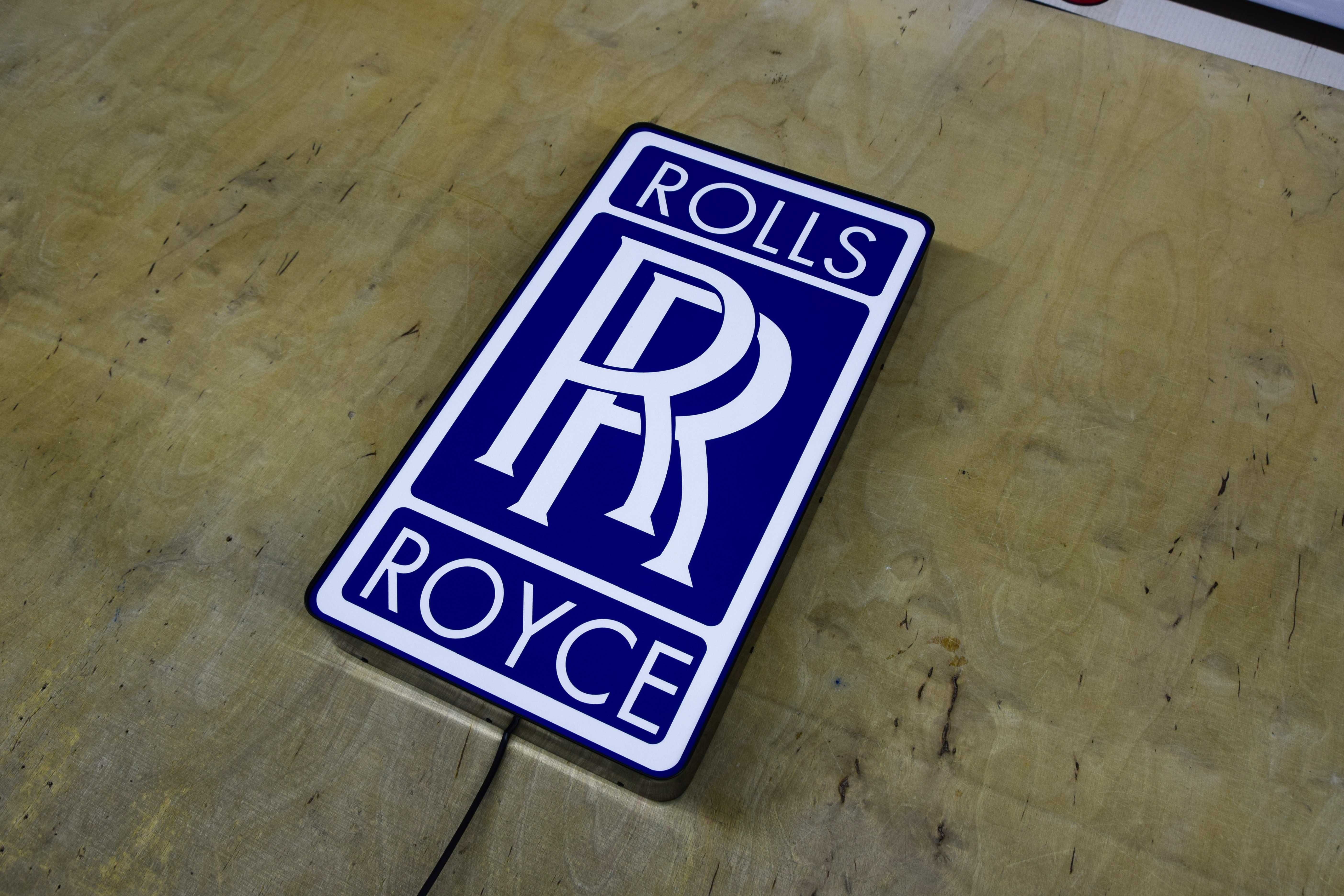 Reklama ROLLS ROYCE, Podświetlane Logo, Neon LED, Znaczek 3D, Prezent