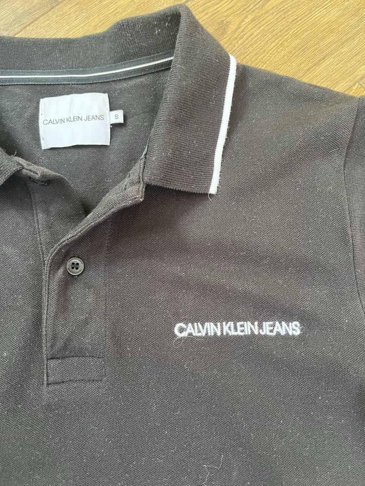 Polo czarne Calvin Klein, rozmiar S, koszulka, T-shirt