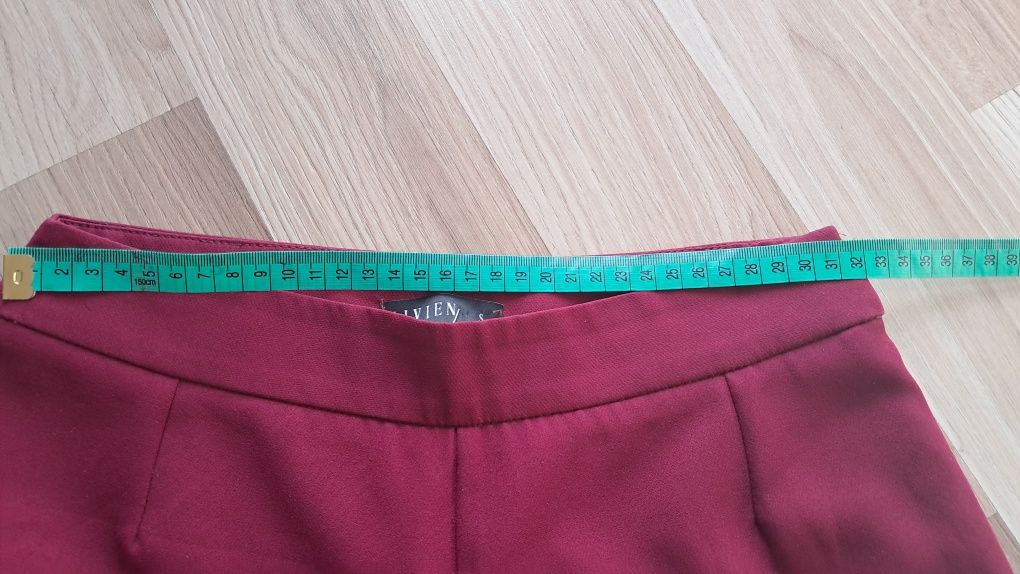 Eleganckie spodnie bordowe damskie S 36 garniturowe