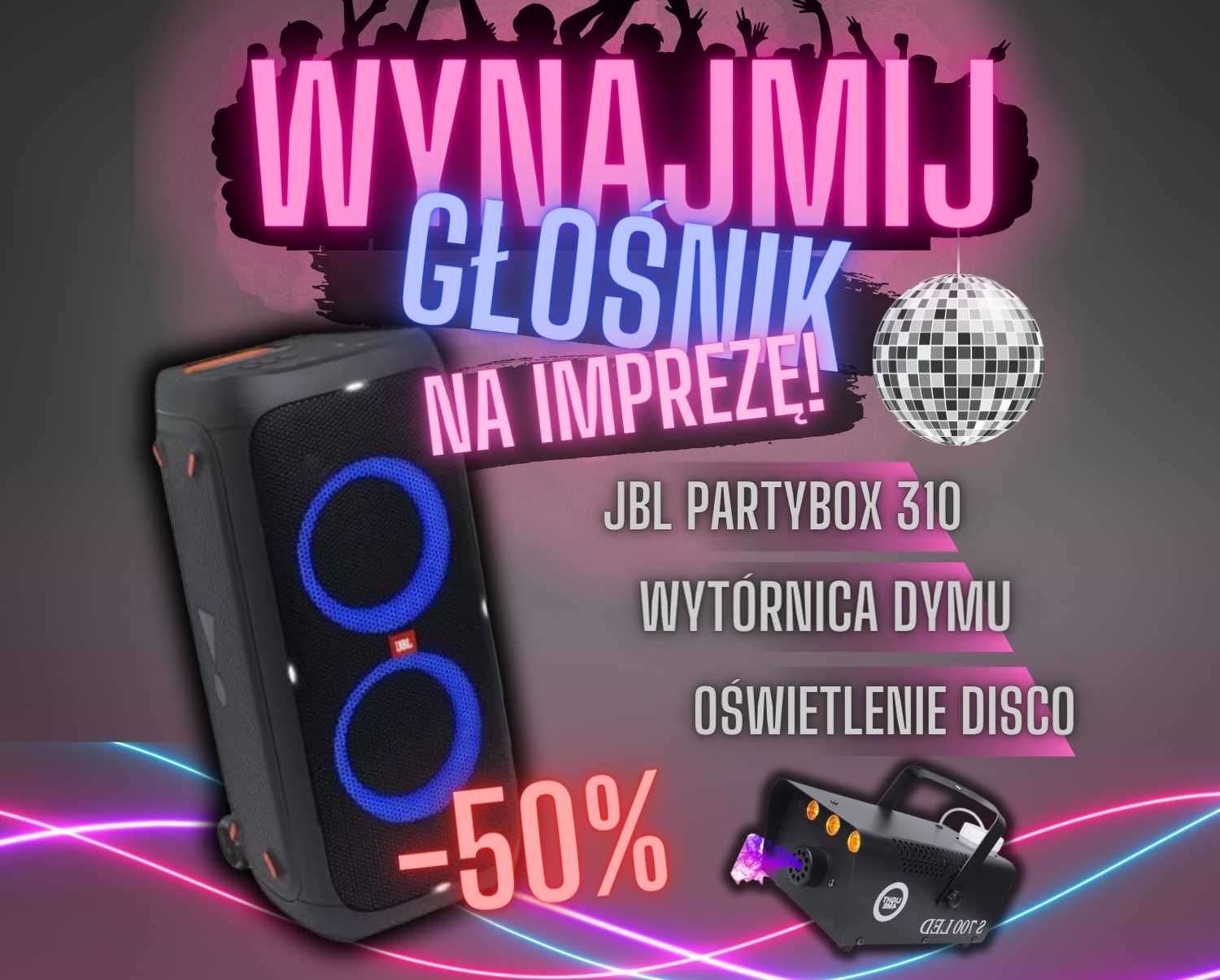 Wynajem Nagłośnienia JBL PartyBox 310 / Wytwórnica Dymu / Na Imprezę