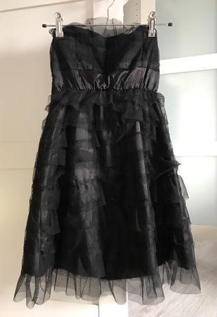 Czarna sukienka gorsetowa z falbankami R.J Story rozmiar XS/S