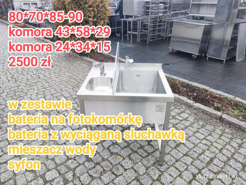 Basen z nierdzewki, zlew z umywalką, zlew dwukomorowy