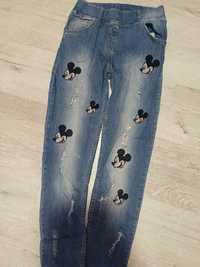 Spodnie jeansowe hafty Myszka Miki  damskie S na gumce
