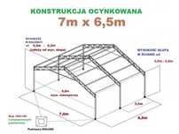 KONSTRUKCJA WIATA OCYNKOWANA 7m x 6m Garaż Magazyn Hala Rolna warsztat