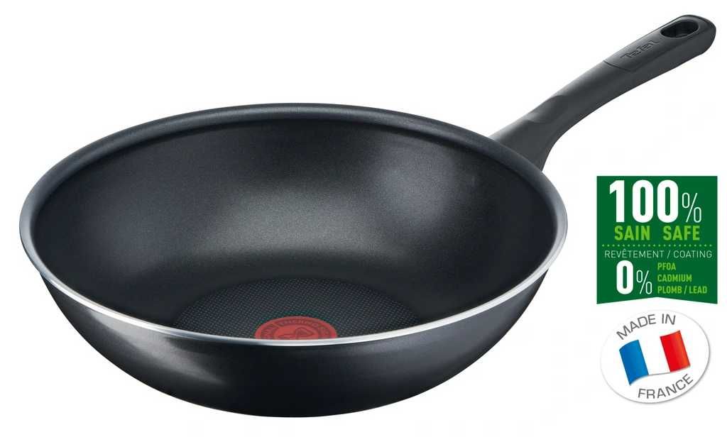 Duża głęboka patelnia Tefal 28 cm aluminiowa WOK