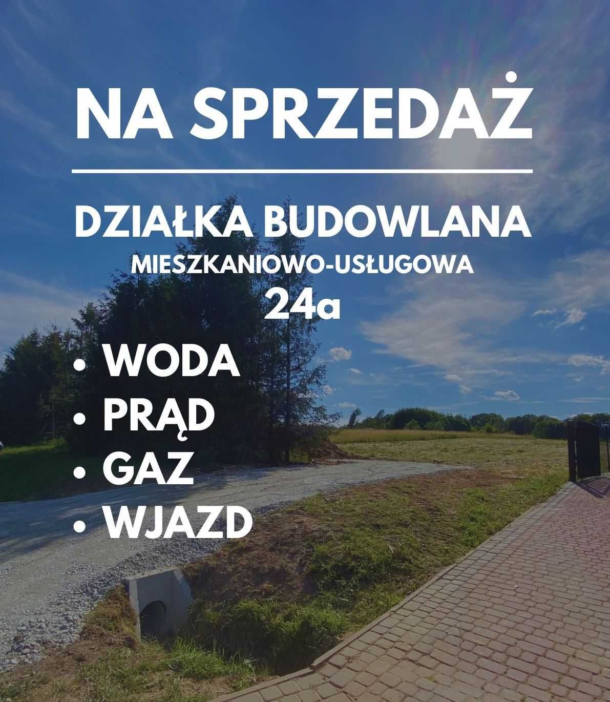 Działka budowlana 24a media, super lokalizacja