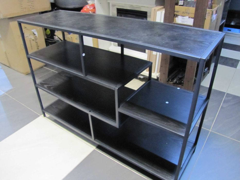 Regał na książki stojący styl industrialny czarny