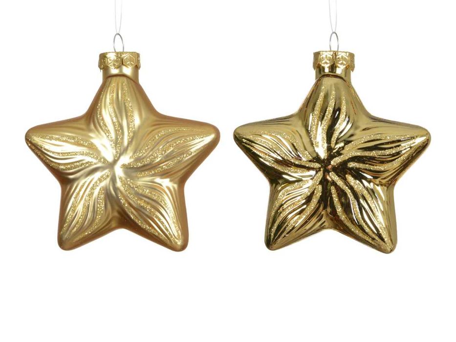 Szklana zawieszka w kształcie gwiazdy 10 cm, komplet 2 szt., złote