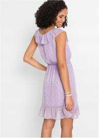 B.P.C sukienka z falbanami fioletowa w kropki ^40