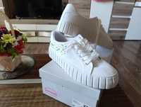 Nowe białe damskie buty sneakersy tenisówki trampki graceland 40 41