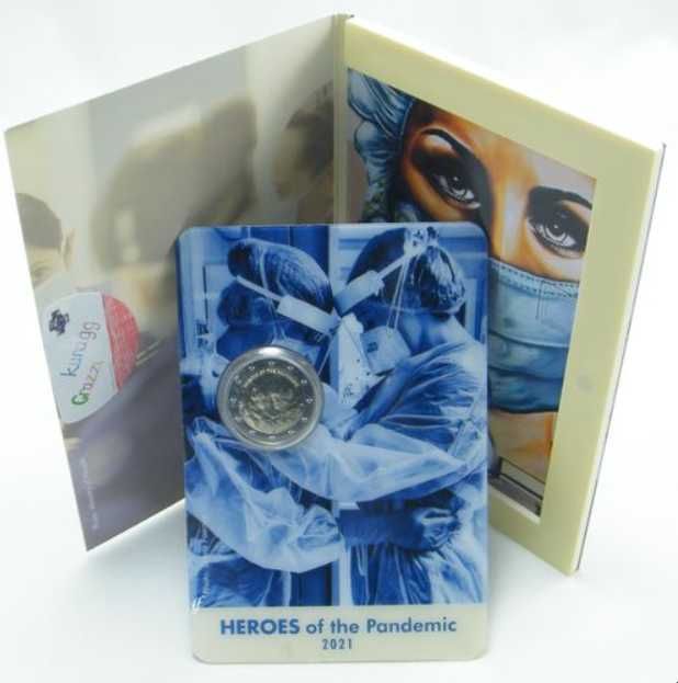 Malta 2021 - Moeda em Coincard 2€ Comª Heróis da Pandemia rara