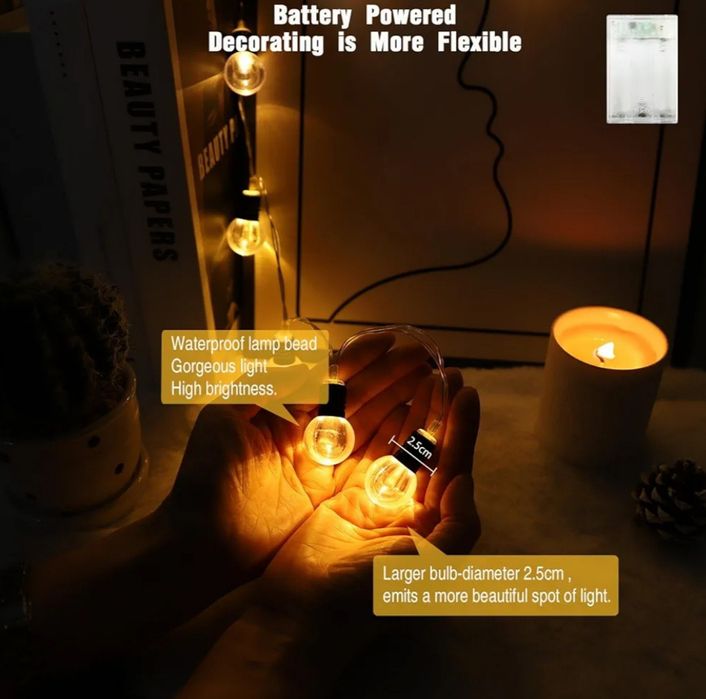 Lampki 10 LED Kryształowych kul