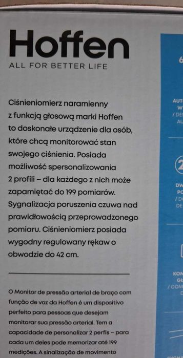 Ciśnieniomierz naramienny z funkcją głosową automatyczny Hoffen