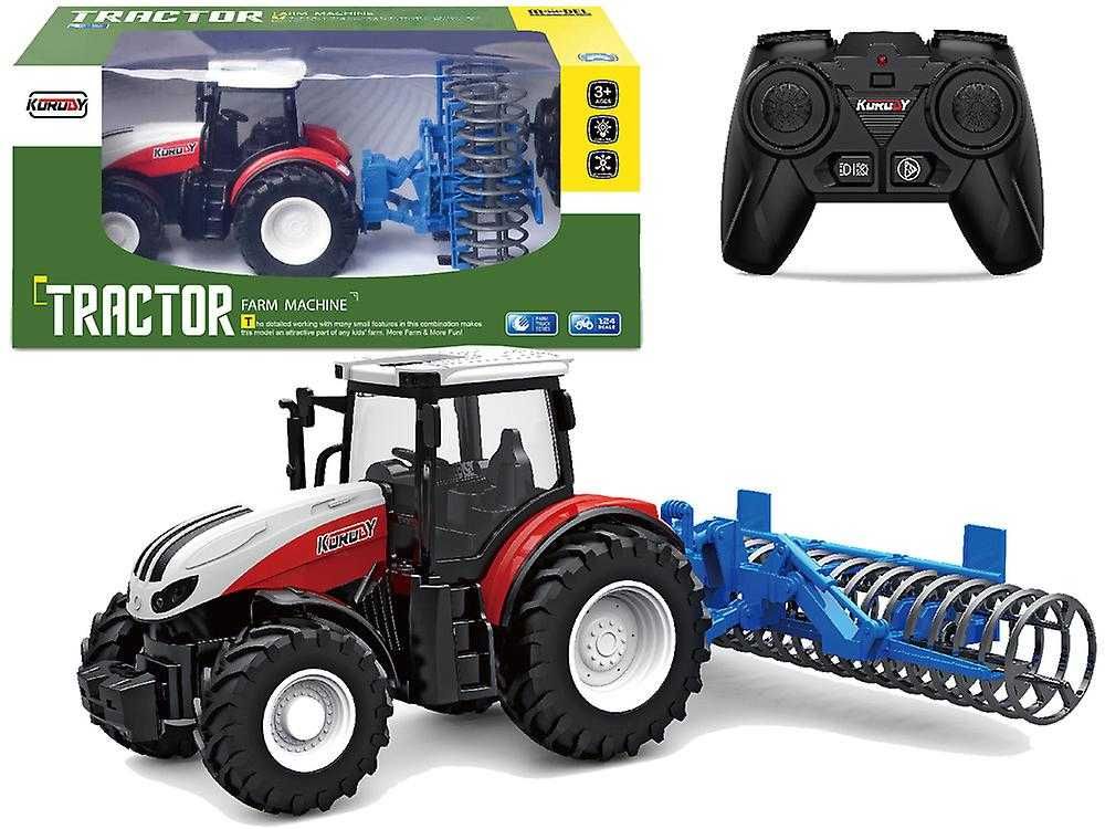 Traktor zdalnie sterowany 1:24 ciągnik RC + Agregat talerzowy