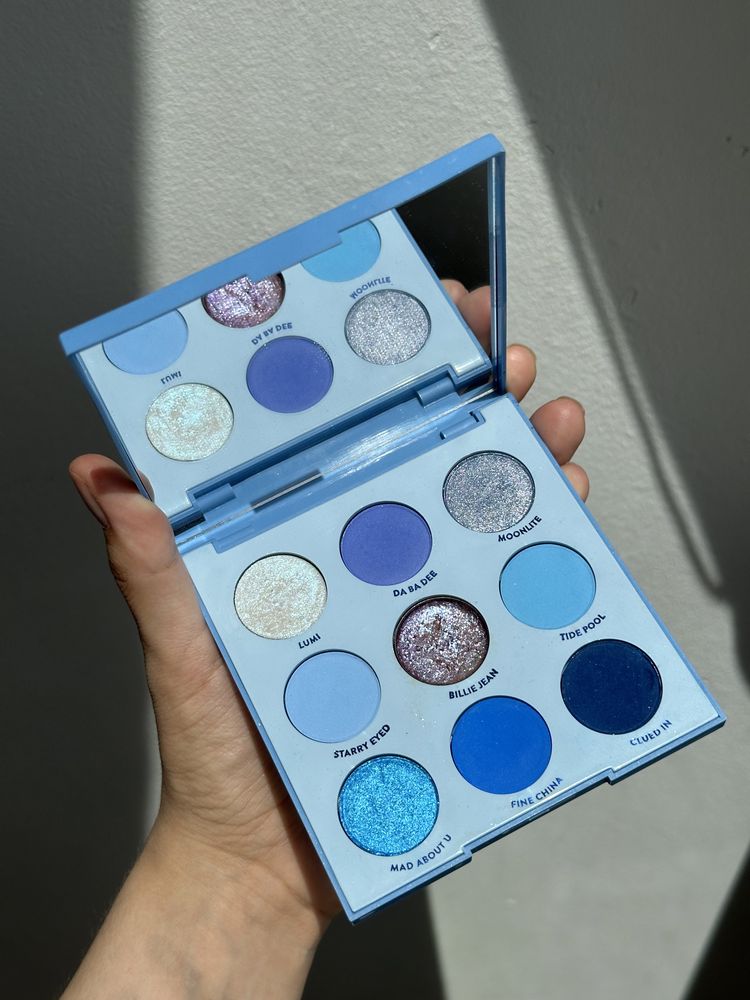 Pierre Rene paleta Sea ustka, Colourpop Blue moon, Pro glitz pigment