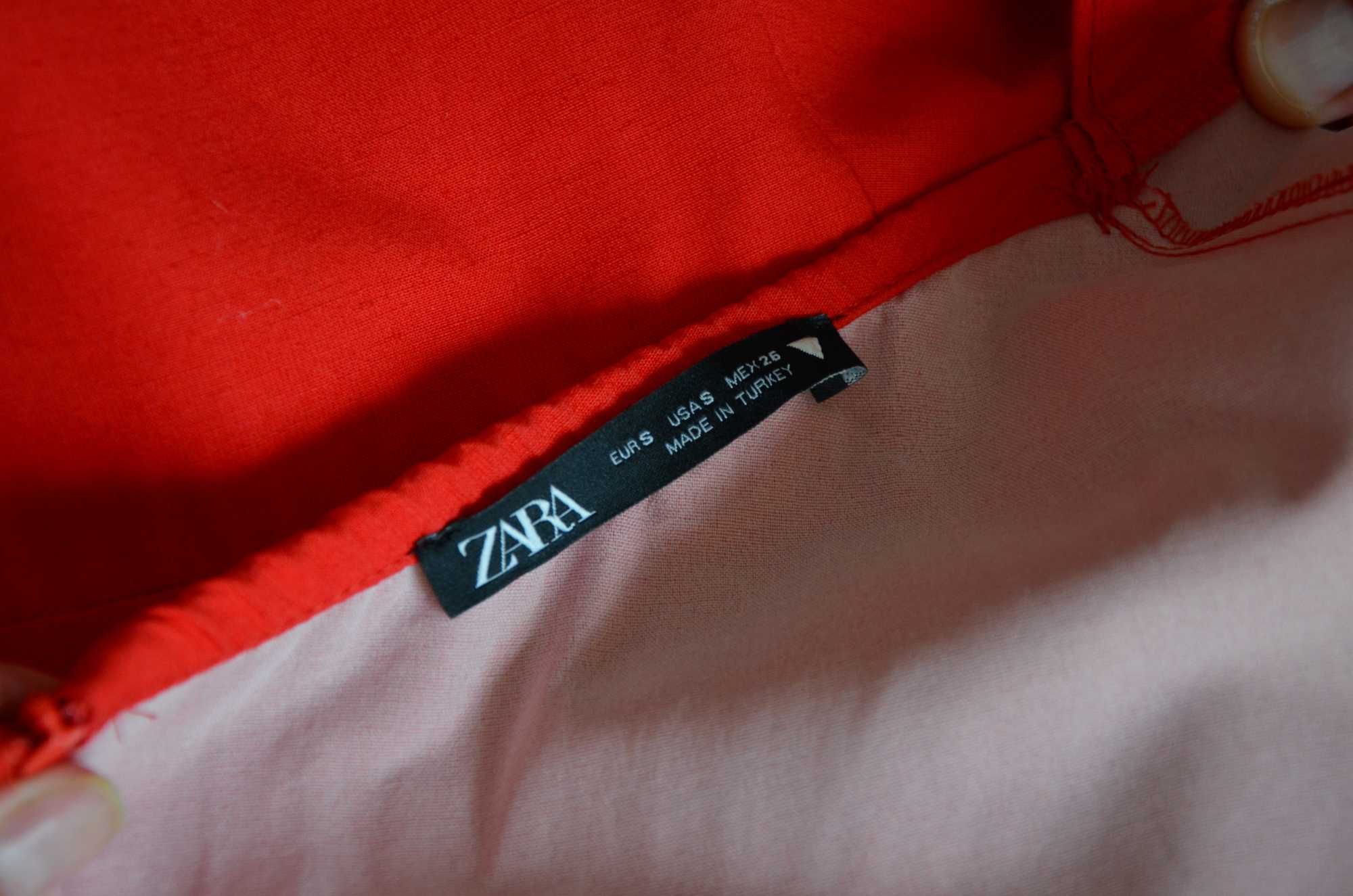 Zara długa czerwona lniana sukienka premium old money halter 34 XS