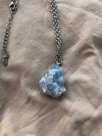 Naszyjnik z kamieniem kalcyt szafirowy handmade
