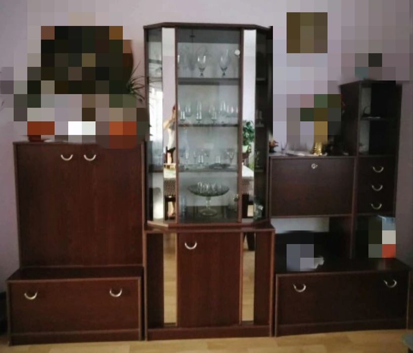 Meble pokojowe mahoń wenge segment meblościanka 8 częściowy zestaw