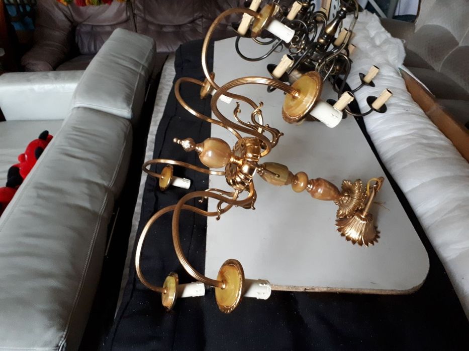 Люстра с ониксом, 6 свечей, Германия