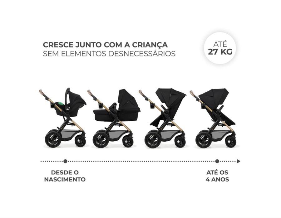 Carrinho de bebé 3 em 1 preto