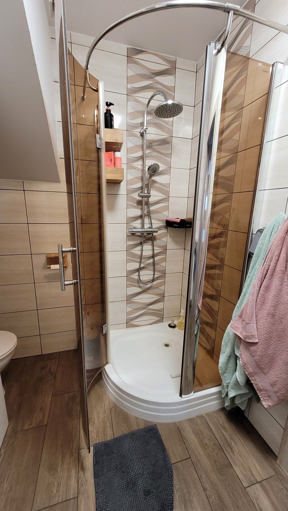 Zestaw Kabina kerra + panel prysznicowy 90x90 otwarte plecy