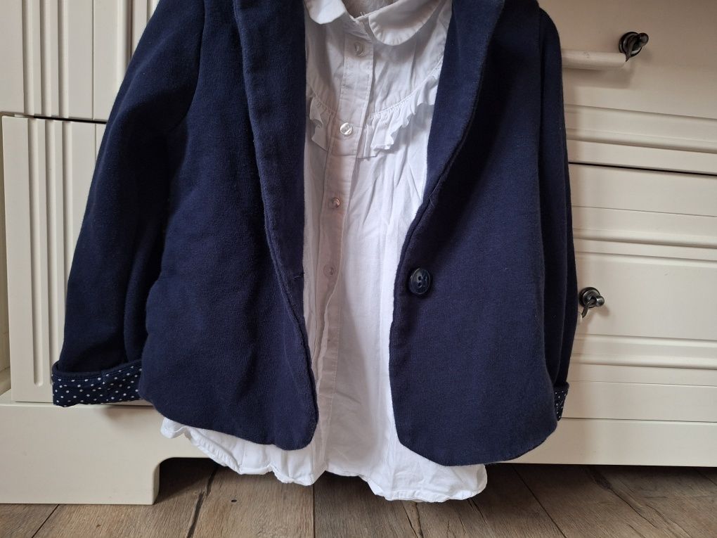 Zestaw marynarka Next 110cm sweterek Mexx + koszule białe H&M itd