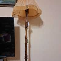 Piwkna  Lampa podlogowa z abazurem  stojak z drewna