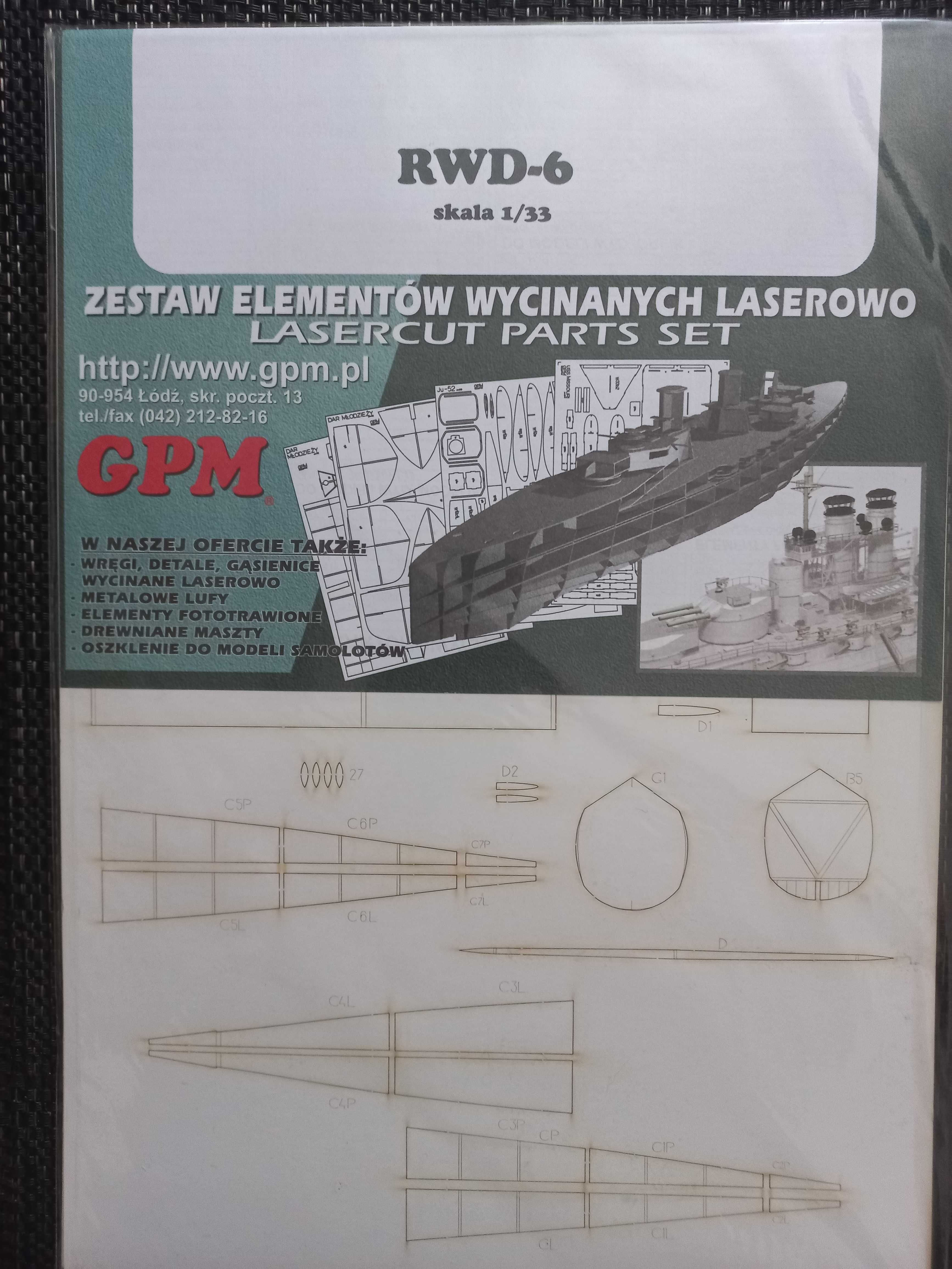 Model Kartonowy GPM 508 Samolot RWD-6 SP-AHN + LASERY