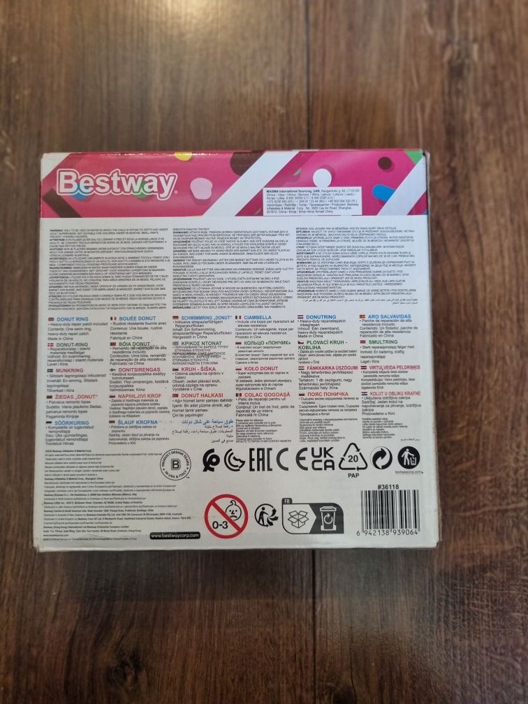 Bestway Koło Do Pływania Nadgryziony Donut Różowy 107Cm