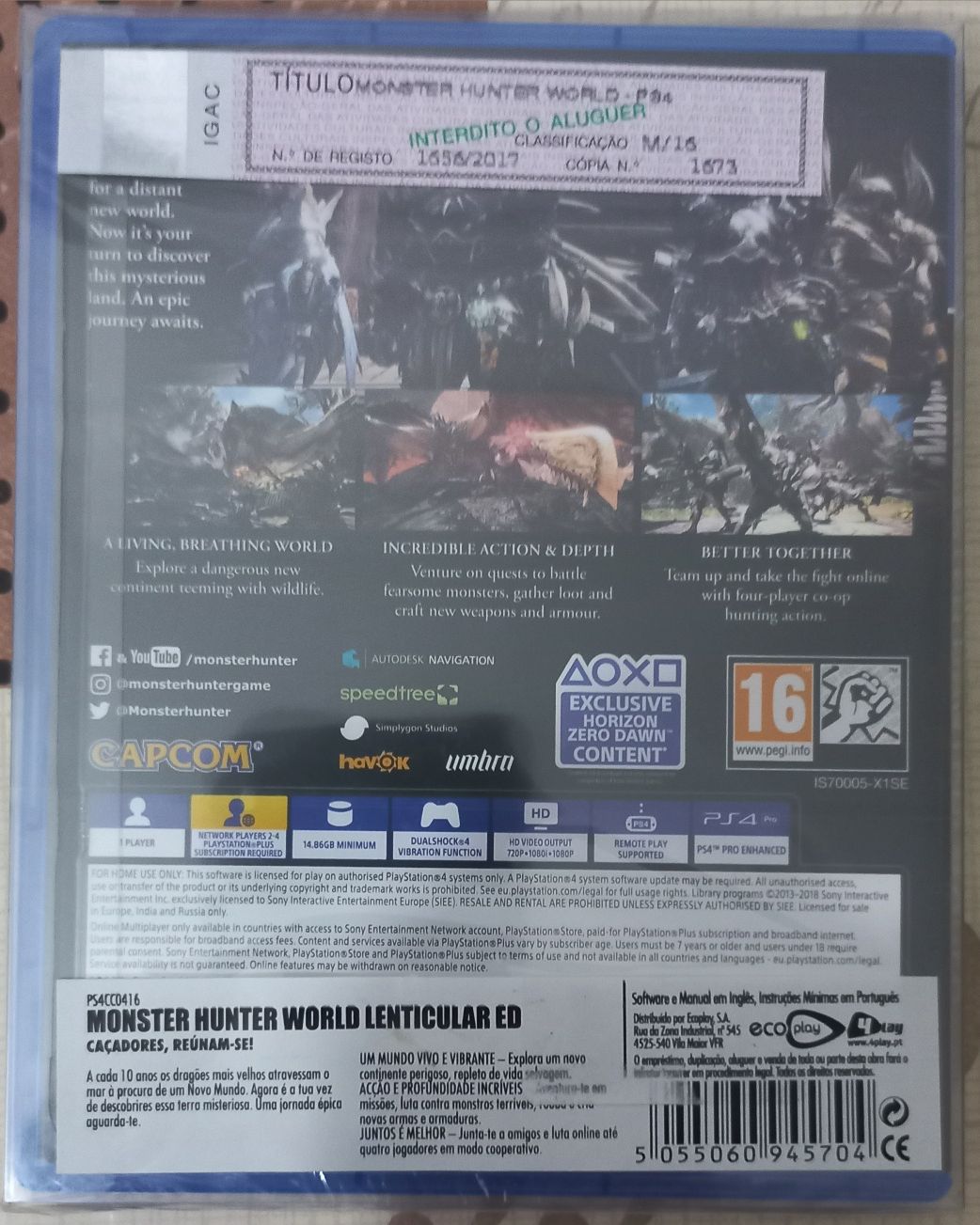 Monster Hunter PS4 - novo e selado - capa 3D